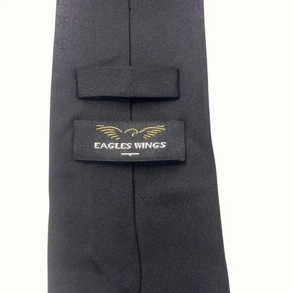 Eagles Wings John 3:16 Black Silk Tie With Gold Cross & Bible Scripture (Mix & M - Picture 2 of 8